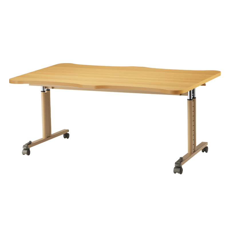 オーダーテーブル 木縁 W1800 D900 ｽﾁｰﾙ製昇降脚 ｷｬｽﾀｰ付き | 製品情報